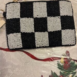 Elegant Black and White Beaded Clutch